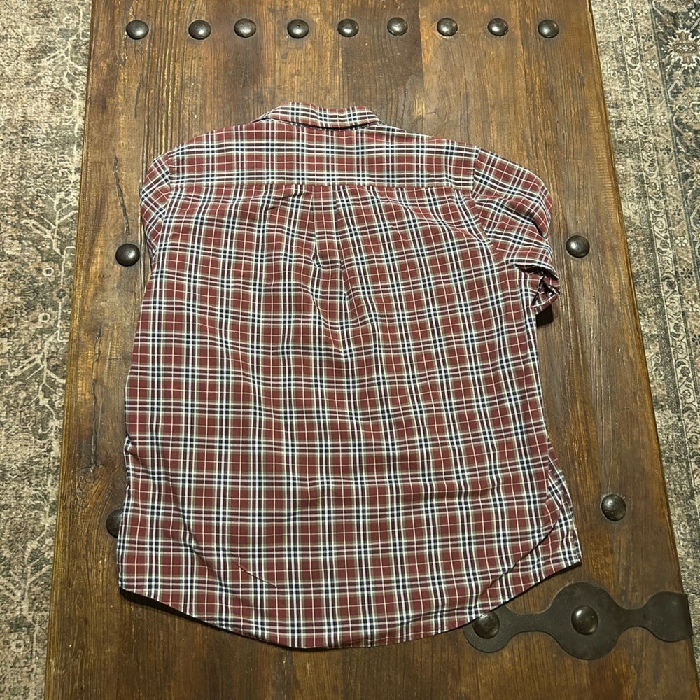 Croft & Barrow Maroon and White Plaid Shirt - Picture 2 of 3